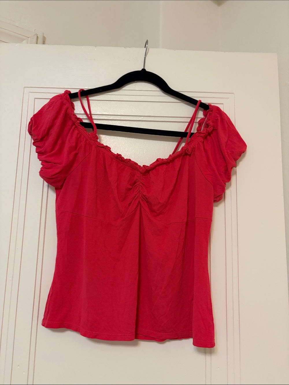 Bluebelle Bright Red Off-Shoulder Ruched Camisole